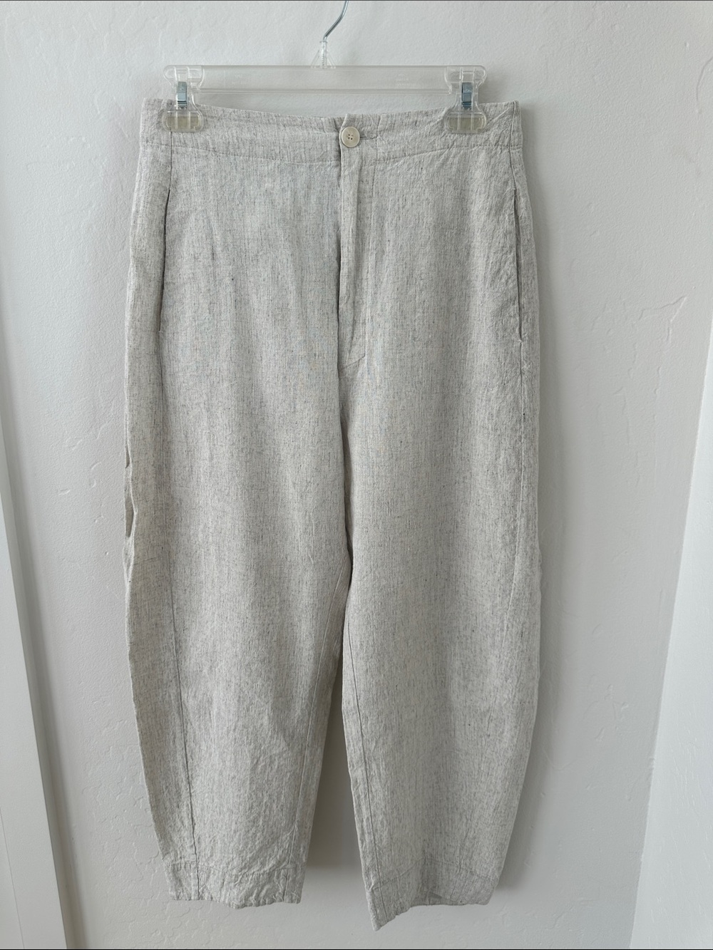TRANSIT PAR-SUCH Barrel Leg Crop- Lightweight Linen Blend Pants - Made in Italy